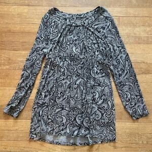 Soma black gray paisley lounge mini dress size large L b19